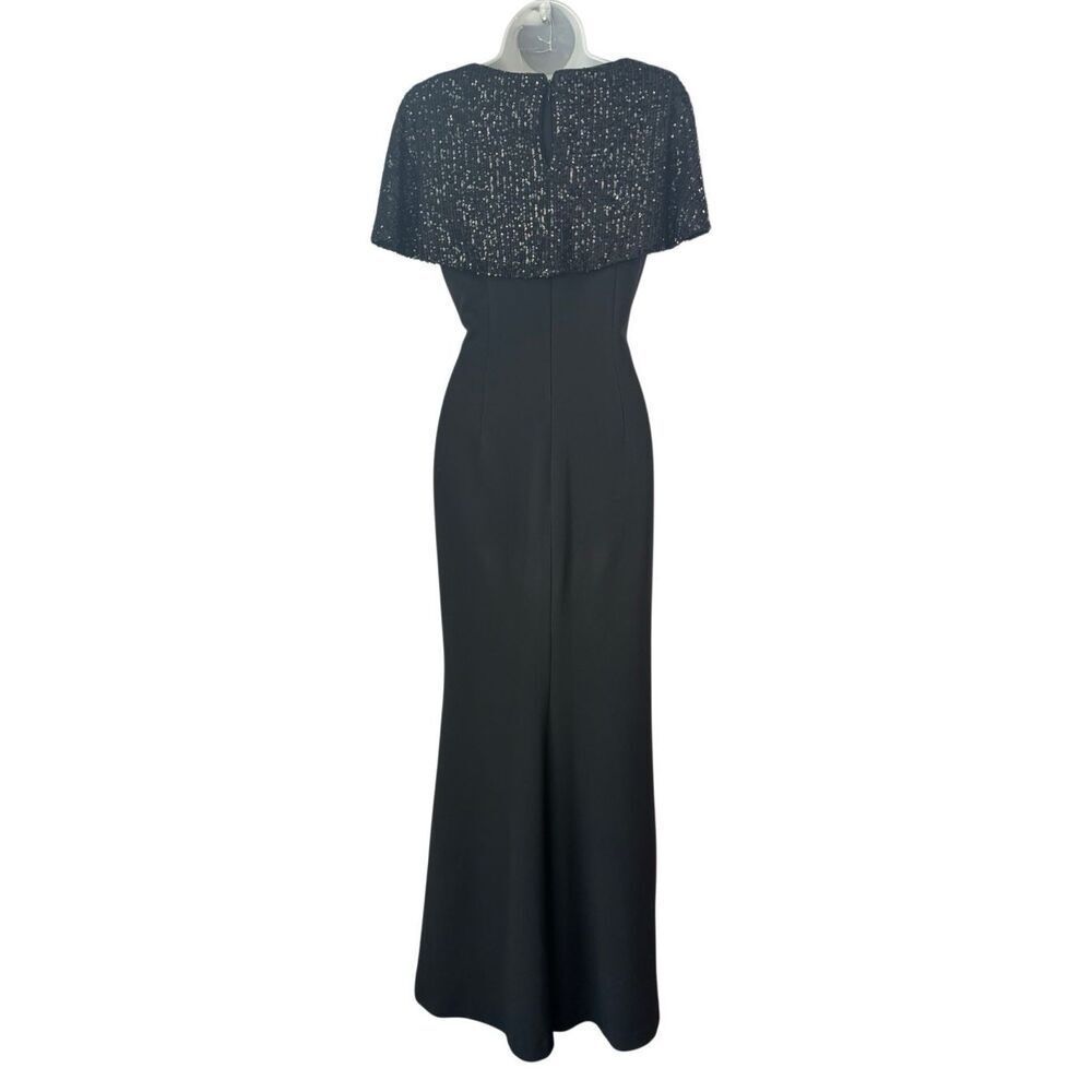 Eliza J Black Sequined Shawl Mermaid Formal Gown Size 6 - Picture 3 of 11